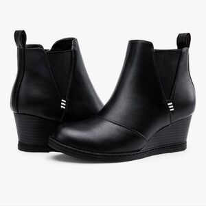 Chelsea Wedge Ankle Booties Black Womens Size 7 Cute Comfortable Versatile